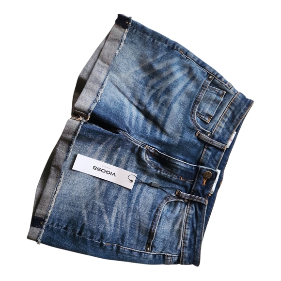 Vigoss Classic Blue Denim Shorts Women's 27 Mid-Rise, Distressed, Summer Casual - Picture 11 of 11